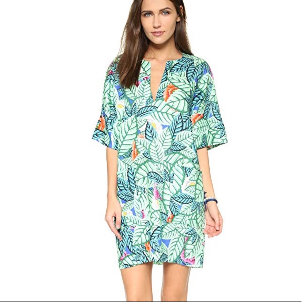 Mara Hoffman Leaf Leaves Pattern Mini Poncho Dress - image 1